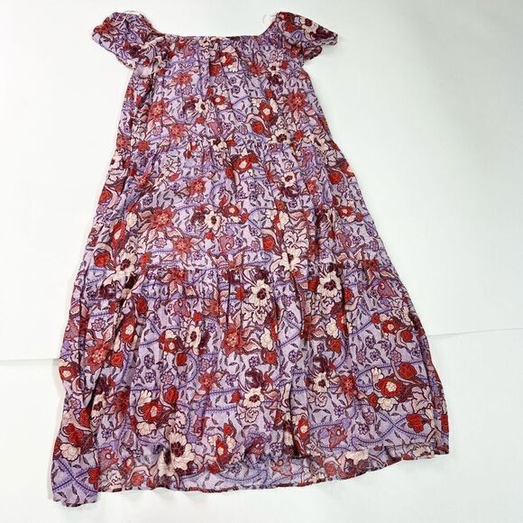 Knox Rose Tiered Midi Dress Women 2XL Purple Haze Floral Print Flutter Sleeve Ne - Picture 8 of 10
